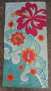 Coppertone Sunscreen Sun Tan Lotion Beach Towel Floral Hawaiian Look Hibiscus - Picture 1 of 13