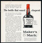 1961 Maker's Mark Bourbon whisky art Bottle that Waxed Eloquent vintage print ad