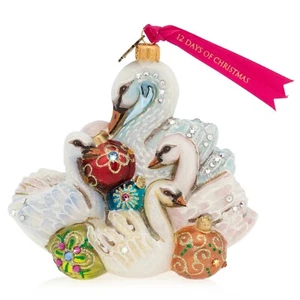 Jay Strongwater Seven Swans-A-Swimming Glass Ornament – SDH2323-250 Chrismas - Picture 1 of 2