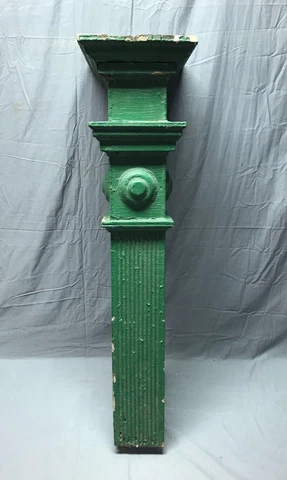 Vintage Shabby Green Fluted Bullseyes Porch Post 6x42 Old Chic Garden 1208-22B Cover