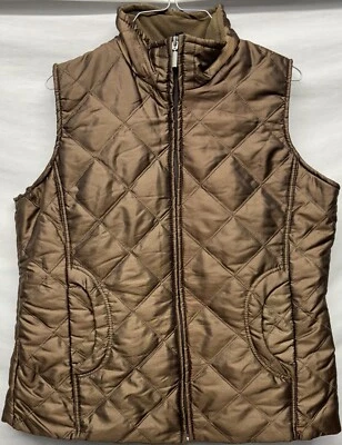 Jane  Ashley Women's Copper/Bronze/Brown Full Zip Quilted Vest Jacket Size L - Image 1 of 4