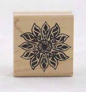 Weihnachtsstern Noel Blume Medaillon Holz montiert Stempel Suzanne Carillo NEU  - Bild 1 von 2
