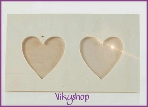 PORTAFOTO DOPPIO CUORE LEGNO GREZZO CORNICE DECOUPAGE MOSAICO 24X14cm PHOTOFRAME - Foto 1 di 2