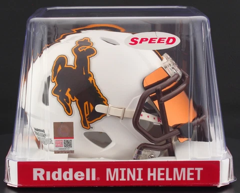 WYOMING COWBOYS NCAA Riddell SPEED Mini Football Helmet w/ EYE SHIELD VISOR Cover