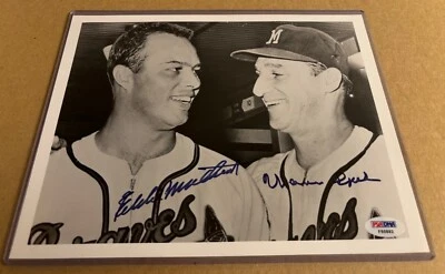 EDDIE MATHEWS & WARREN SPAHN signed autographed 8x10 photo - PSA authenticated - Image 1 of 2