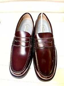 Clarks leather slip on dress Helmar Step Burgundy leather size 10 - Picture 1 of 4