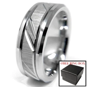 Silver Tungsten Carbide Ring Custom Cut Wedding Band Comfort Fit Mens Womens - Picture 1 of 6