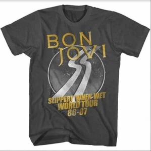 Bon Jovi Slippery When We World Tour 86-87 Herren T-Shirt Musik Merch - Bild 1 von 5