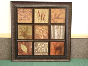 At the Cabin Framed Art from Home Interiors New not used Vintage Lodge Patchwork - Picture 1 of 4
