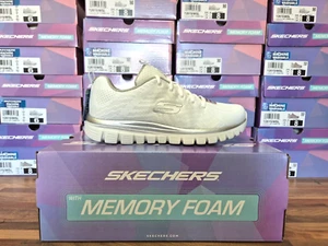 SKECHERS WOMENS SHOES WHITE LADIES MEMORY FOAM WALKING GYM TRAINERS SKETCHERS - Picture 1 of 15
