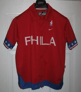 Vintage Philadelphia 76ers Nike NBA WarmUp YOUTH Jersey Red Retro Rewind Size M - Picture 1 of 9
