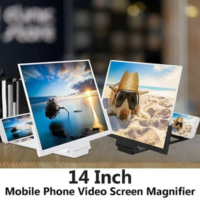14" Smartphone Screen Magnifier 3D Video Mobile Phone Amplifier Stand Bracket US - Image 1 of 4