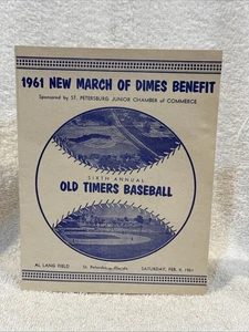 VERY RARE 2-4-1961 AL vs. NL March of Dimes Old Timers Game Program, VERY COOL!! - Picture 1 of 4