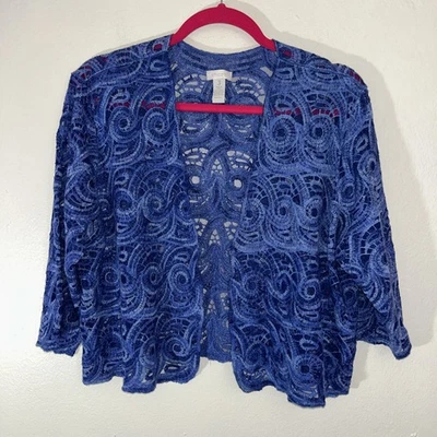 Chaqueta Bolero Chicos Bordada Encaje Talla 3 XL Azul Fairycore Capricho Boho Artístico Foto 1 de 4