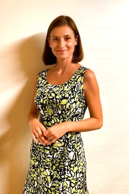 Vestido para mujer Dressbarn talla 14 verde blanco negro cachemir sin mangas cremallera elástico Foto 1 de 4