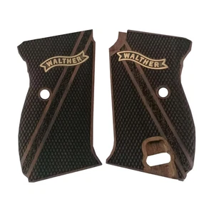 Gun Grips Walther P38 Gun Grips legno noce fatto a mano bel logo metallo oro nuovo - Foto 1 di 1