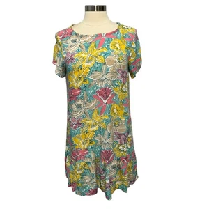 Abito vintage Key West stampa a mano moda stampa floreale taglia M Beach Island USA - Foto 1 di 9
