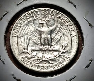 AU 1964-D 25C Washington Quarter 90% Silber Fehlermünze Stempelrisse - Bild 1 von 2