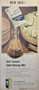 Cuencos de madera Good Seasons para aderezo para ensaladas mezcla cinco sabores anuncio impreso vintage 1955 - Imagen 1 de 4