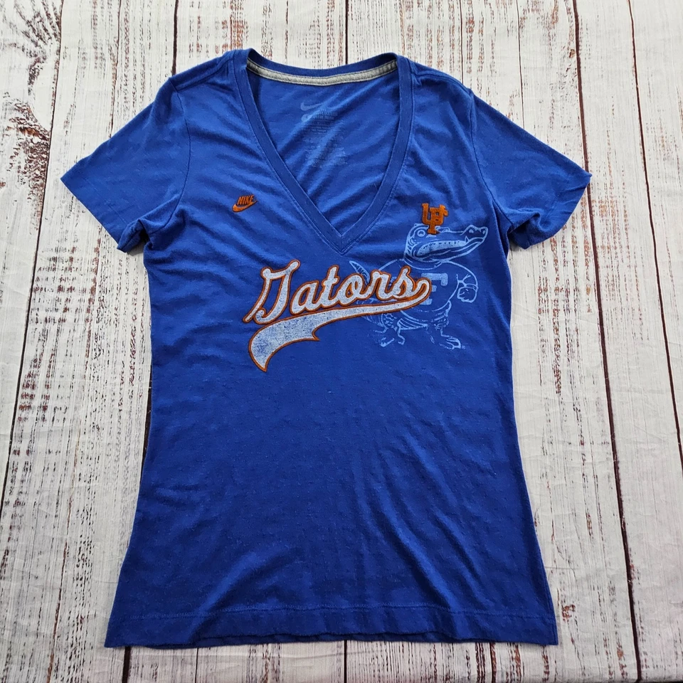 Camiseta Florida Gators Nike Azul Manga Corta Calce Ajustado Tri-Mezcla Cuello en V Para Mujer L Foto 1 de 4
