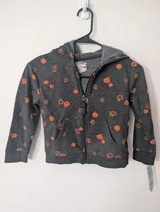 Cat & Jack Girls' Pumpkin Fleece Zip-Up Sweatshirt Size X Small (4-5) NWT - Picture 1 of 4