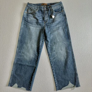Jeans Judy blu donna 13/31 blu denim gamba larga crop caviglia vita alta elasticizzato - Foto 1 di 9