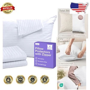 Robuste 4 Standard Kissenschoner 20x26 Reißverschluss 400 Fäden Baumwollmischung waschbar - Bild 1 von 10