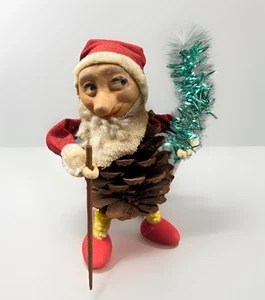 Cara de goma vintage Piña Santa Gnomo Pixie Navidad Suecia - Imagen 1 de 14