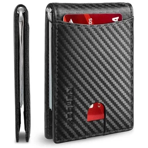 Slim Wallet for Men Genuine Leather RFID Blocking Bifold Minimalist Front Poc... - Picture 1 of 7