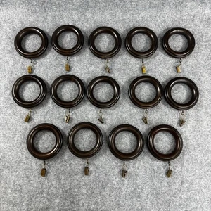 Lote de 14 Anillos Cortina Cortinas Madera Acabado Caoba Marrón con Clip Grande Acanalado - Imagen 1 de 12