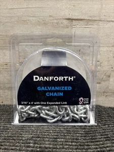 Danforth Galvanized CHAIN  3/16" x 4' with one expanded link - Picture 1 of 3
