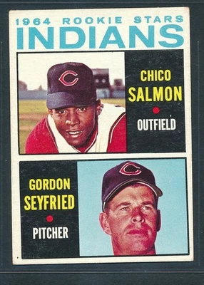 1964 Topps #499 INDIANS ROOKIES Chico Salmon/Gordon Seyfried RC ~ VG-EX to EX - Image 1 of 2