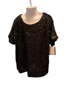 Art Class Girl Black Sparkly Short Sleeve Shirt XL 14 - Picture 1 of 3