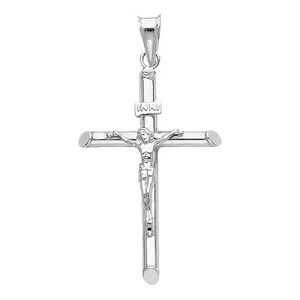 TGDJ 14k Weißgold Kruzifix Kreuz Anhänger für Männer & Frauen - Massiv Religiös... - Bild 1 von 4