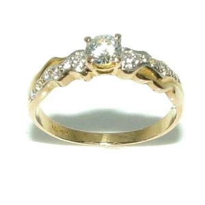 Da Donna 18ct 18Carat Oro Rosa & Pietra Trasparente Abito Anello, UK Misura O - Foto 1 di 7