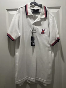 New Psycho Bunny Polo Shirt Boys White Short Sleeve Preppy Collared Youth 14/ 16 - Picture 1 of 5