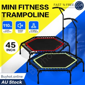 45" Professional Fitness Trampoline Gym Cardio Home Exercise Handrail Rebounder - Picture 1 of 36