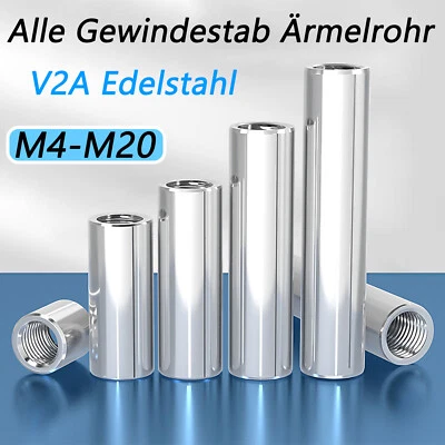 Gewindeärmelstange Stangenbolzen Runde Steckermutter Lange Mutter A2 Edelstahl - Bild 1 von 4