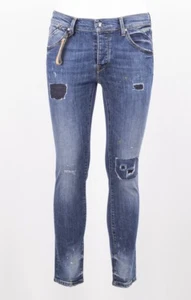 JEANS ZERO CONSTR. DENNYL SWC 344 SUPER SLIM FIT INVECCHIATO CON TOPPE E SCHIZZI - Foto 1 di 5