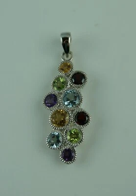 Edelstein Anhänger Sterling Silber multistone Amethyst Peridot Citrin Topas - Bild 1 von 4