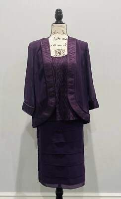 Traje Falda Dana Kay 3 Piezas Con Chaqueta y Top Ciruela Ocasión Especial Talla 12 Foto 1 de 4