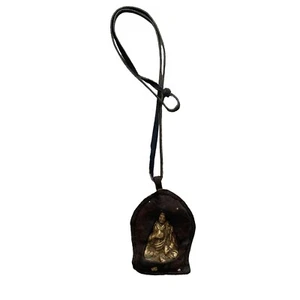 Leather Wrapped Brass Buddha Meditation Necklace - Picture 1 of 4