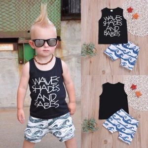 Toddler Baby Boys Clothes Set Sleeveless Vest Tops Shorts Outfits Summer Outfits - Picture 1 of 8