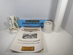 Vtg H0 Scale Paper Background Scenery Hintergrundkulissen - Brick Trees Etc GOOD - Picture 1 of 9