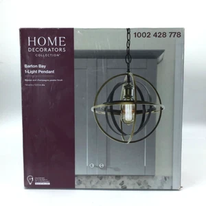 Barton Bay 1-Light Bronze and Champagne Orb Mini Pendant Hangling Light - Picture 1 of 9