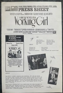Working Girl (1988) Cinema Marketing & Promotions Press Sheet Free Post - Picture 1 of 2