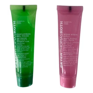 Set of 2 new Peter Thomas Roth travel size 14ml rose & cucumber gel face mask - Picture 1 of 5