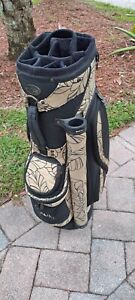 golf cart bag BURTON beige black shoulder strap rain cover 14 div all zip...