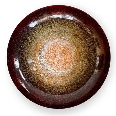 Vintage Signed Serge Bowl Nekrassoff • Burgundy, Yellow, White Enamel on Copper - Image 1 of 4