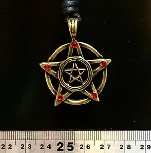 Pentagram Pentacle Bronze Pendant Pagan Celtic Biker adjustable cord to fit all - Picture 1 of 2